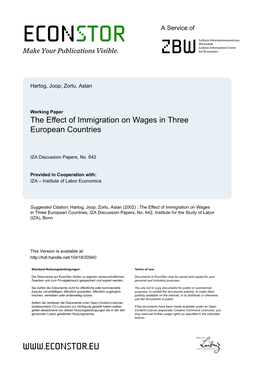 The Effect of Immigration on Wages in Three European Countries
