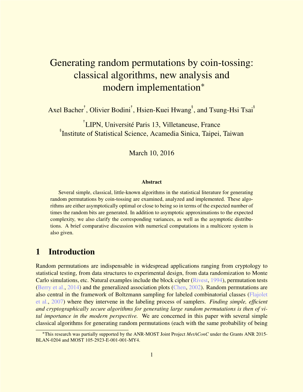 Generating Random Permutations by Coin-Tossing: Classical Algorithms, New Analysis and Modern Implementation