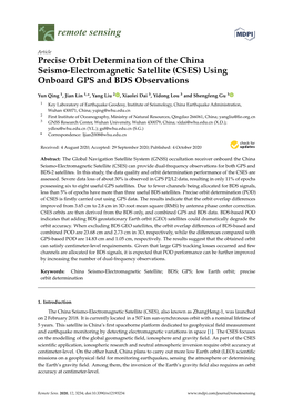 Precise Orbit Determination of the China Seismo-Electromagnetic Satellite (CSES) Using Onboard GPS and BDS Observations
