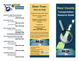 Door County Here to Help Transportation Vehicle Purchase & Repair Loans