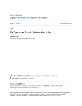 The Concept of Truth in the Gospel of John