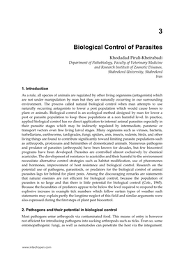 Biological Control of Parasites