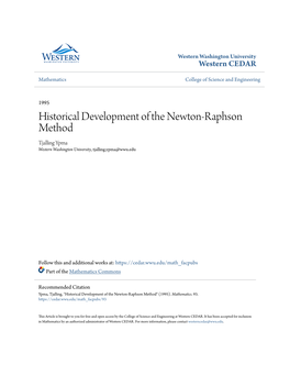 Historical Development of the Newton-Raphson Method Tjalling Ypma Western Washington University, Tjalling.Ypma@Wwu.Edu