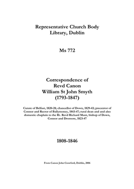 Representative Church Body Library, Dublin Ms 772