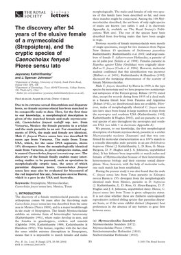 Caenocholax Fenyesi an Oil Palm Pest (Solulu Et Al