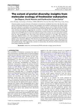 Insights from Molecular Ecology of Freshwater Eukaryotes