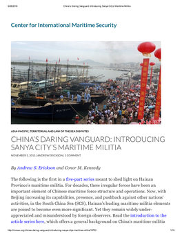 China's Daring Vanguard: Introducing Sanya City's Maritime Militia
