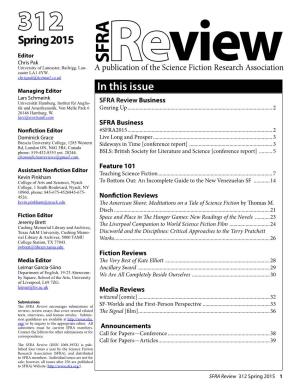 Sfrareview in This Issue 312 Spring 2015