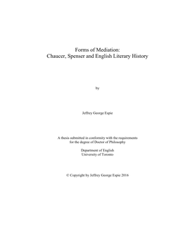 Forms of Mediation: Chaucer, Spenser and English Literary History