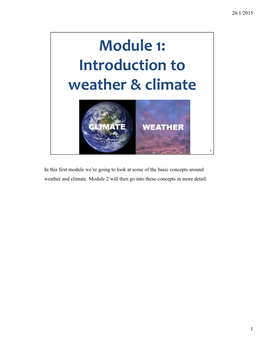 Module 1: Introduction to Weather & Climate