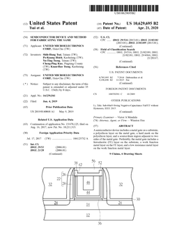 United States Patent ( 10 ) Patent No.: US 10,629,695 B2 Tsai Et Al