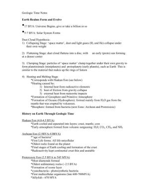 Geologic Time Notes Earth Realms Form And
