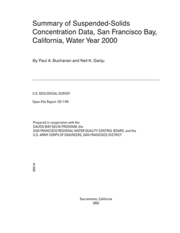 Summary of Suspended-Solids Concentration Data, San Francisco Bay, California, Water Year 2000