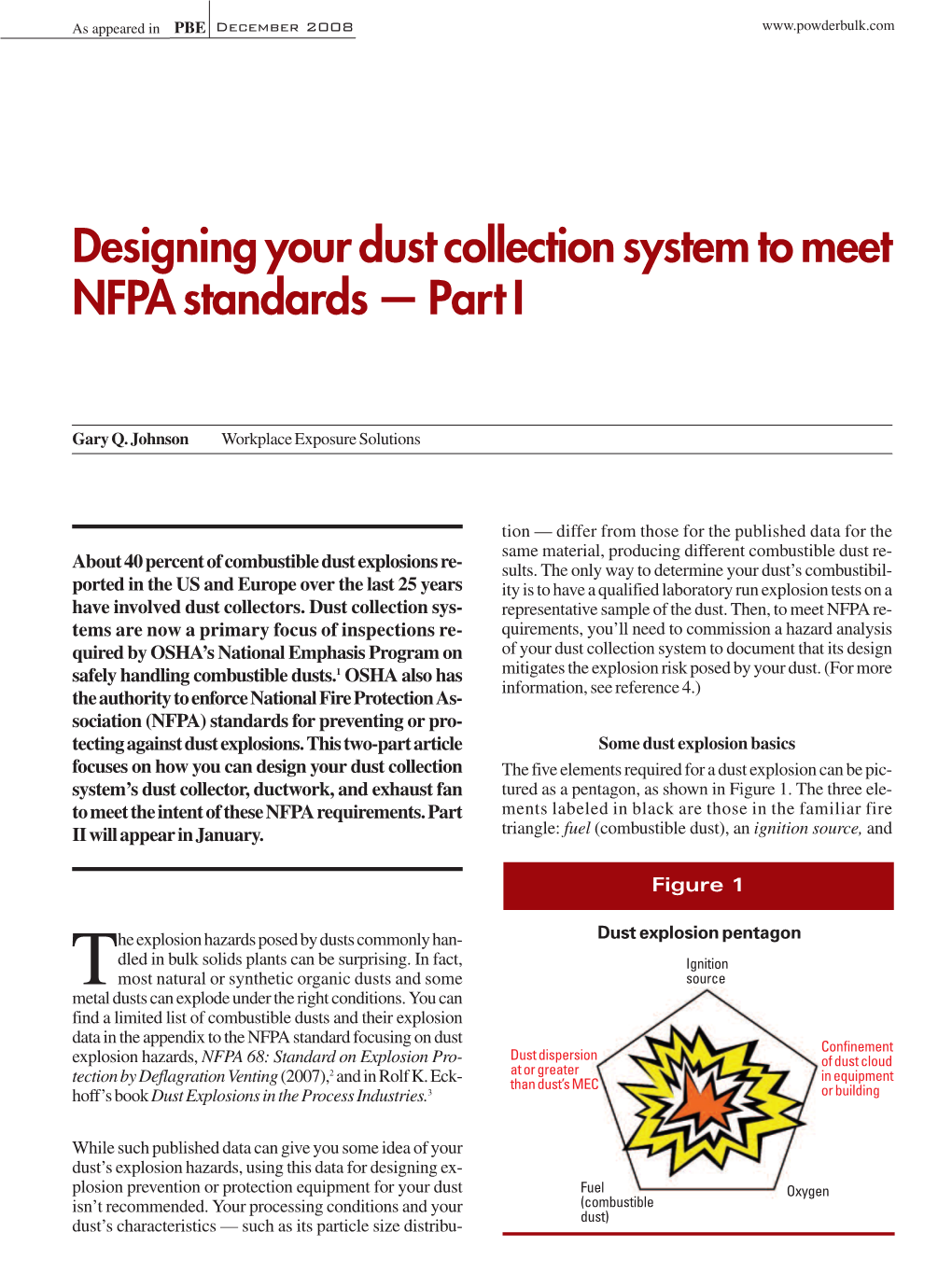 Designing Your Dust Collection System to Meet NFPA Standards — Part I