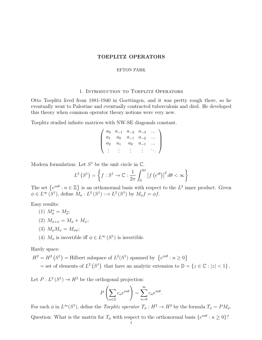 Toeplitz Operators