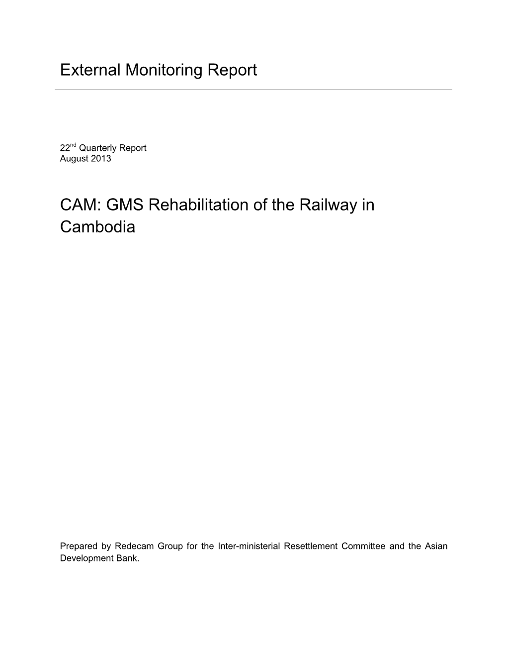 37269-013: CAM: GMS Rehabilitation of the Railway in Cambodia