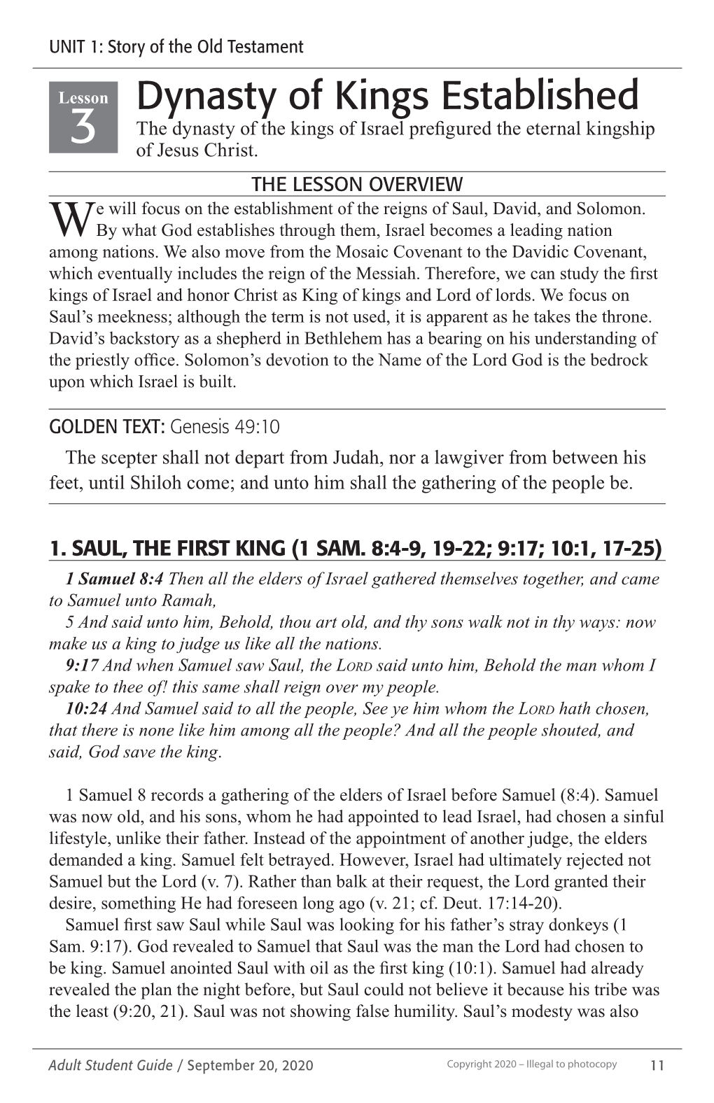 Dynasty of Kings Established the Dynasty of the Kings of Israel Prefigured the Eternal Kingship 3 of Jesus Christ