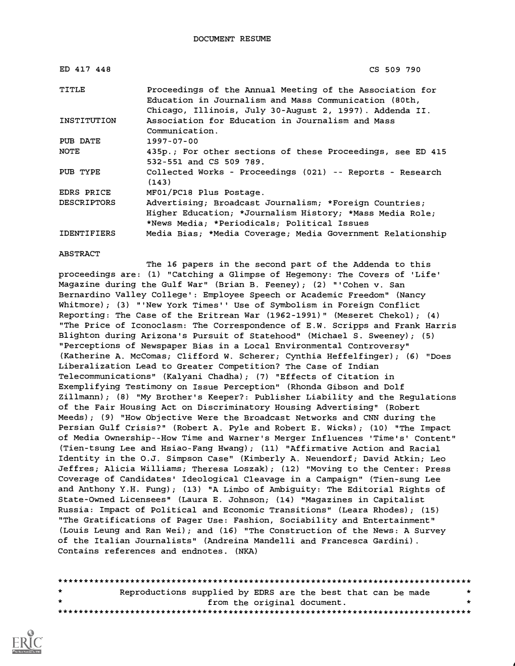 DOCUMENT RESUME Proceedings of the Annual Meeting of The