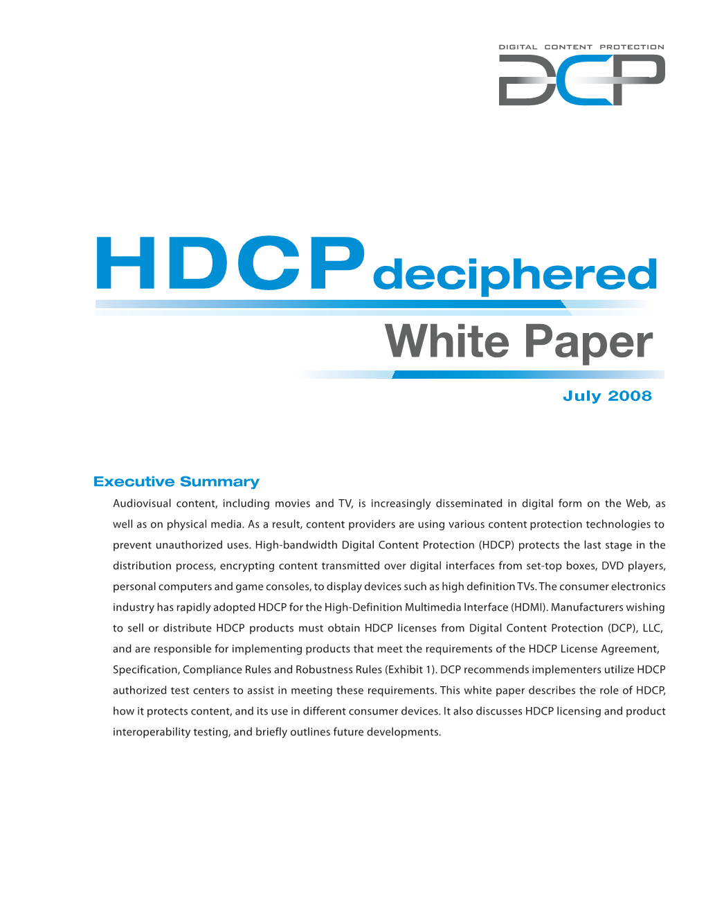 White Paper: HDCP Deciphered