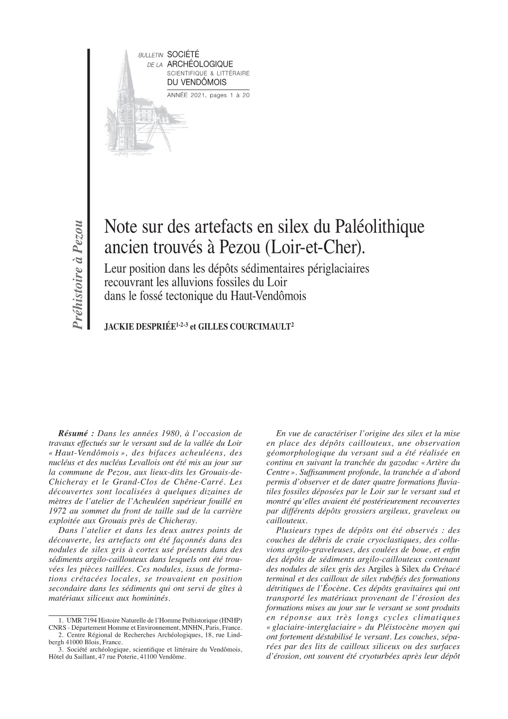 Note Sur Des Artefacts En Silex Du Paléolithique Ancien Trouvés À Pezou (Loir-Et-Cher)