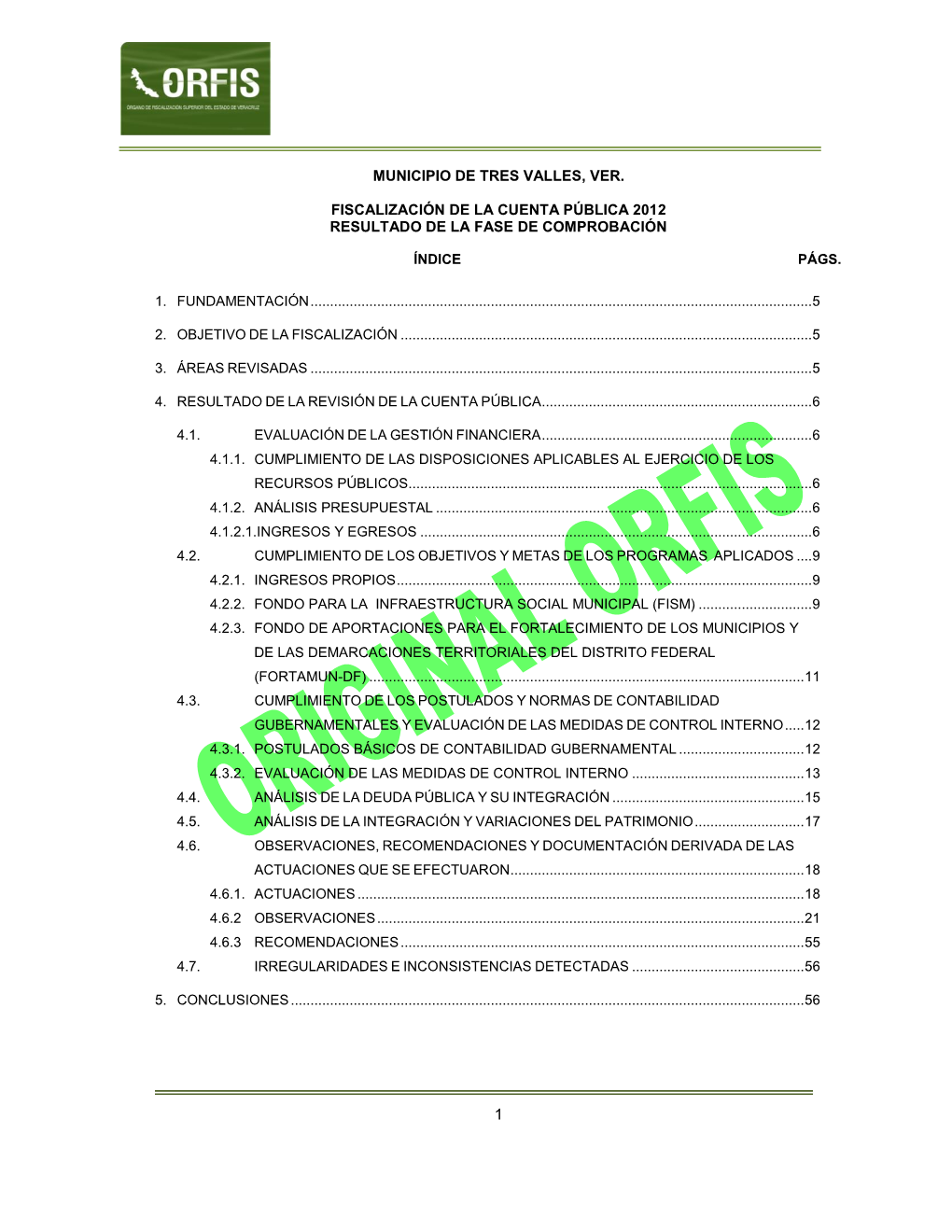 1 Municipio De Tres Valles, Ver. Fiscalización De La Cuenta Pública