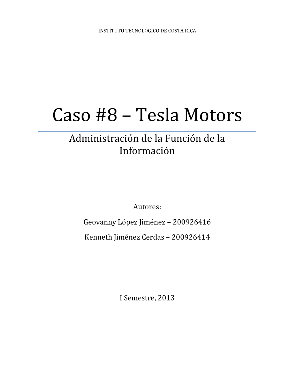 Tesla Motors Administración De La Función De La Información