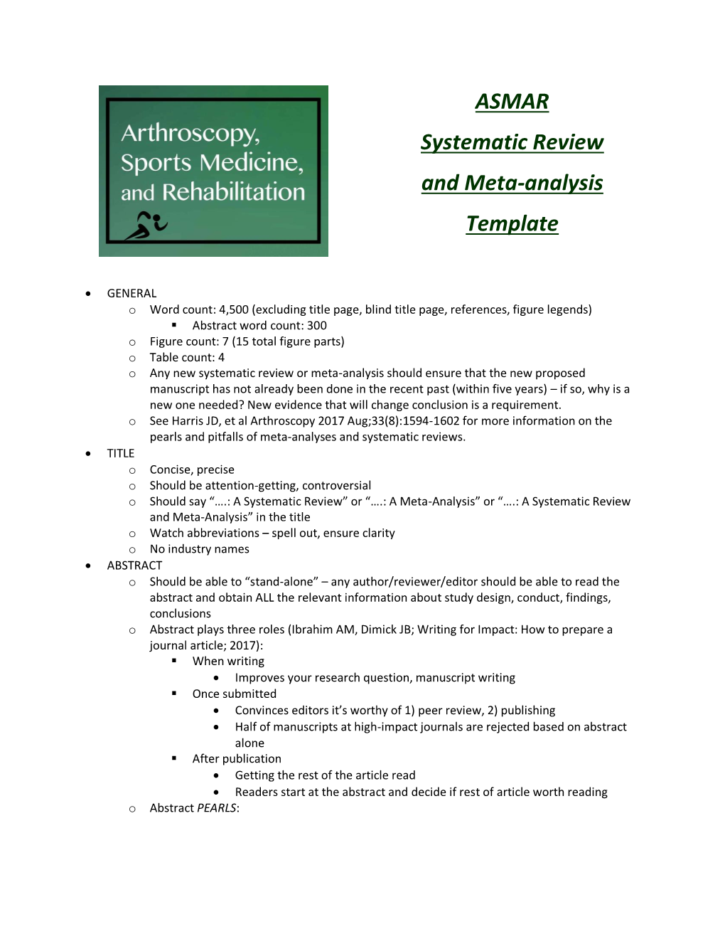 ASMAR Systematic Review and Meta-Analysis Template