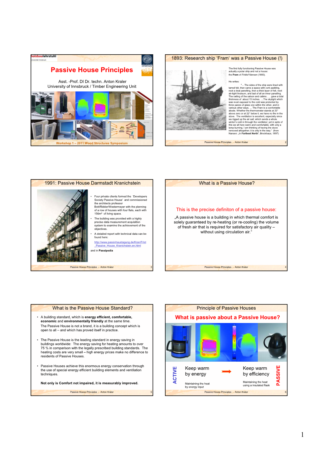 WORKSHOP 1 Passive House Principles