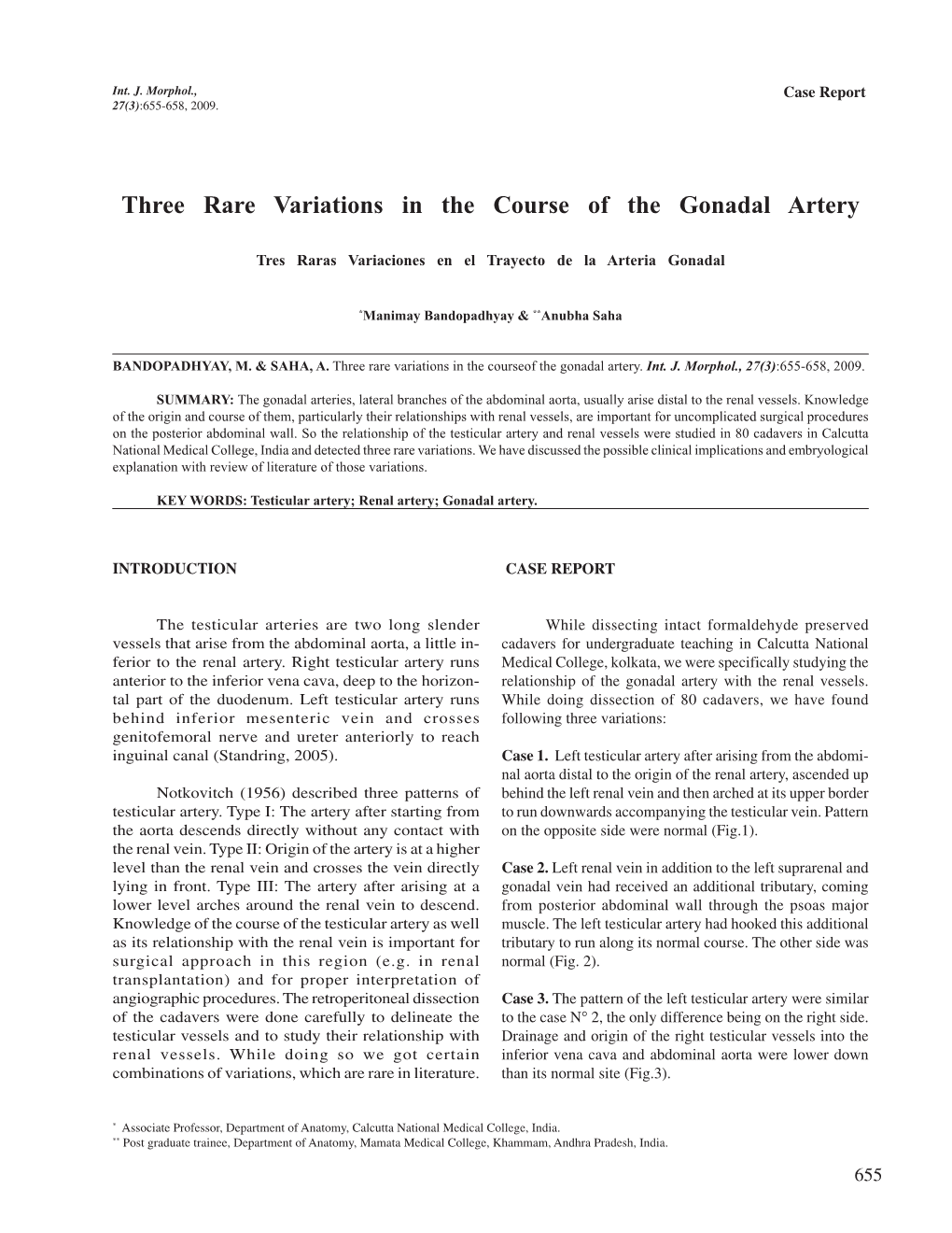 Three Rare Variations in the Course of the Gonadal Artery