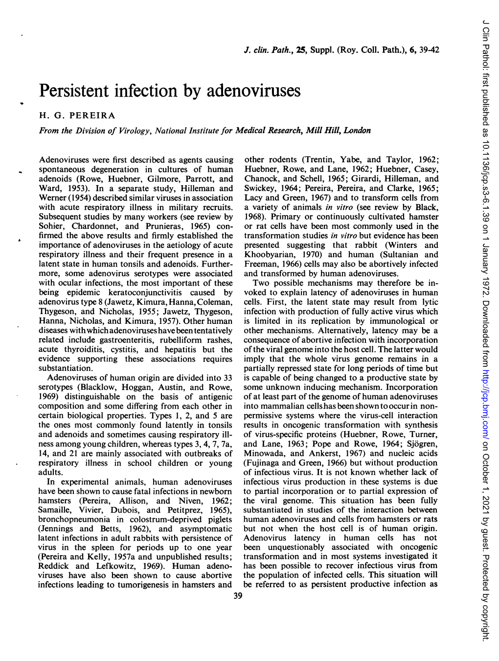 Persistent Infection by Adenoviruses H