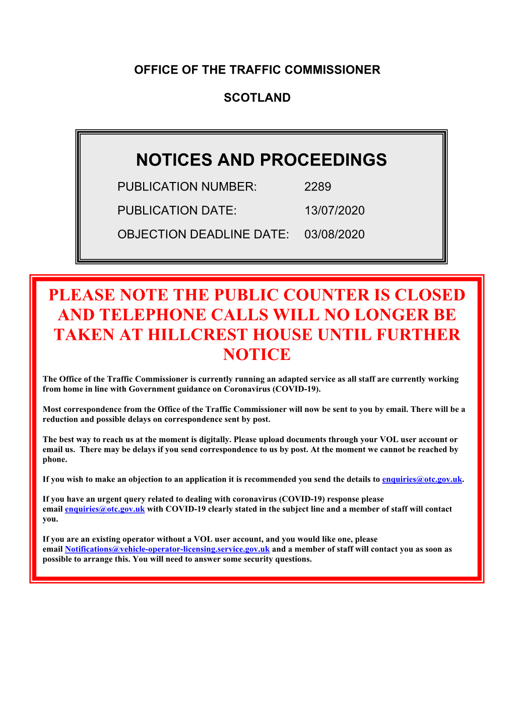 Notices and Proceedings for Scotland