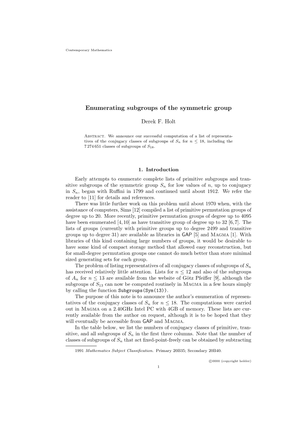 Enumerating Subgroups of the Symmetric Group