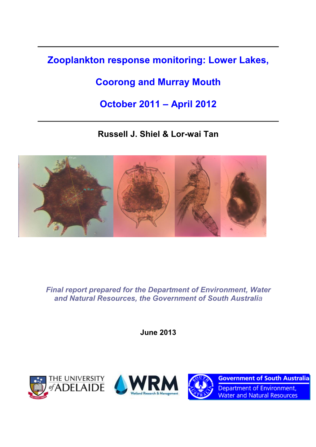 Zooplankton Response Monitoring: Lower Lakes, Coorong and Murray