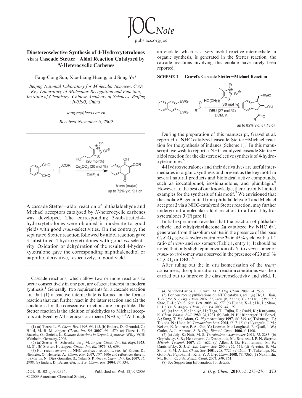Diastereoselective Synthesis of 4-Hydroxytetralones Via a Cascade
