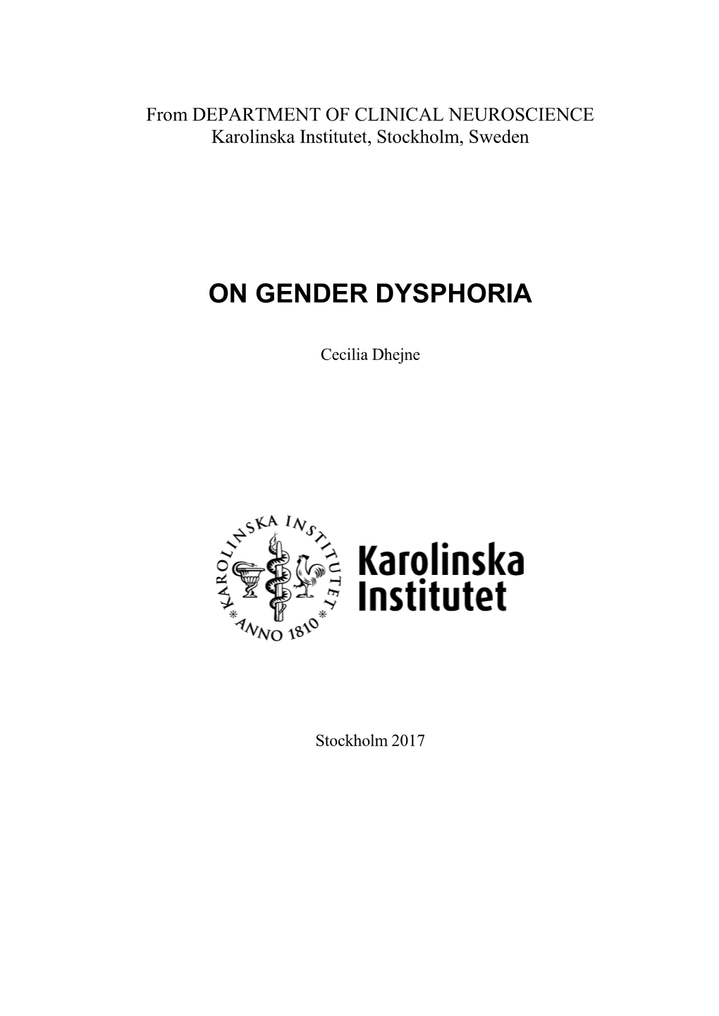 On Gender Dysphoria