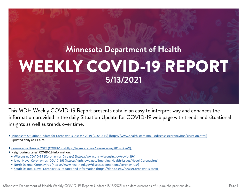 MDH Weekly COVID-19 Report 5/13/2021