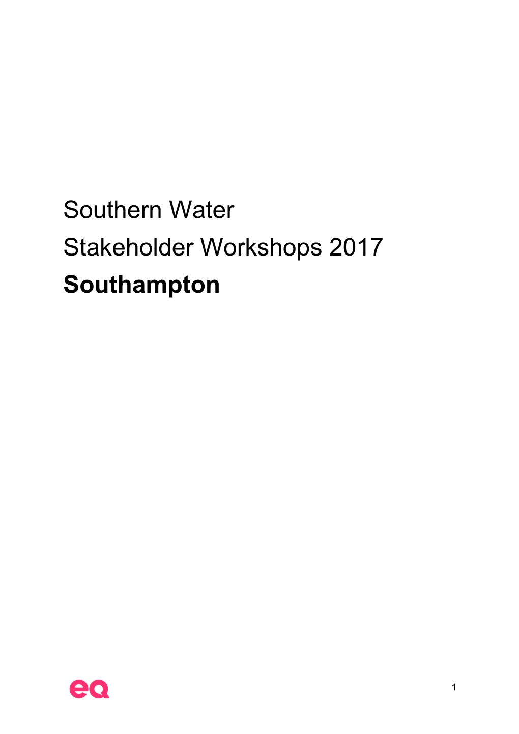 Southern Water Stakeholder Workshops 2017 Southampton