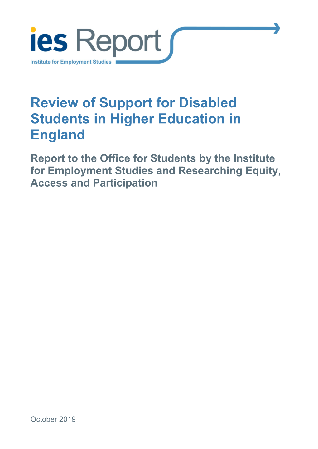 Review of Support for Disabled Students in Higher Education in England