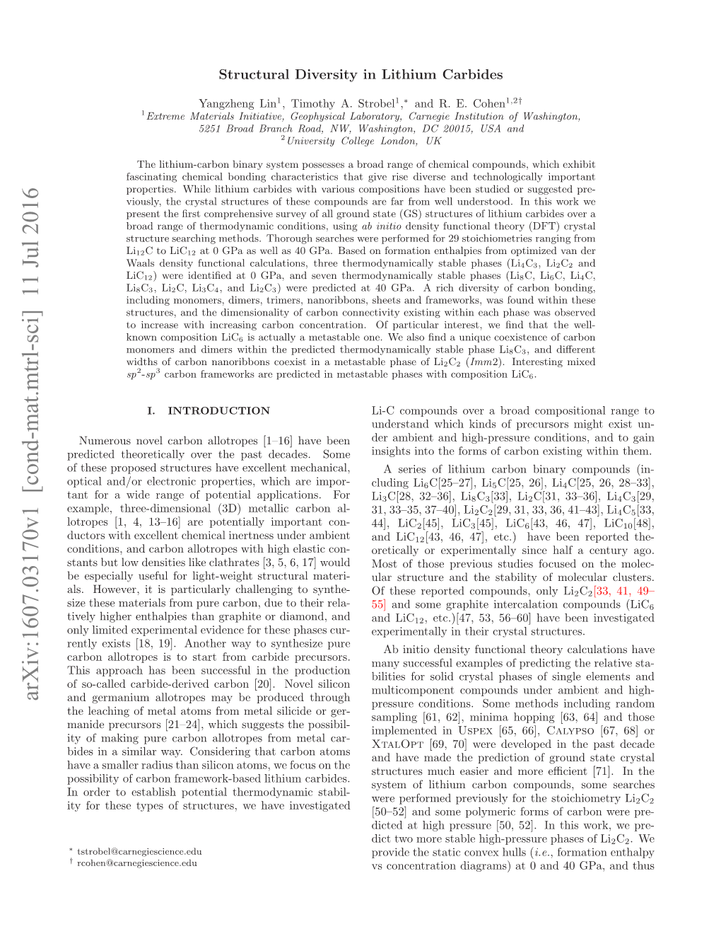 Structural Diversity in Lithium Carbides