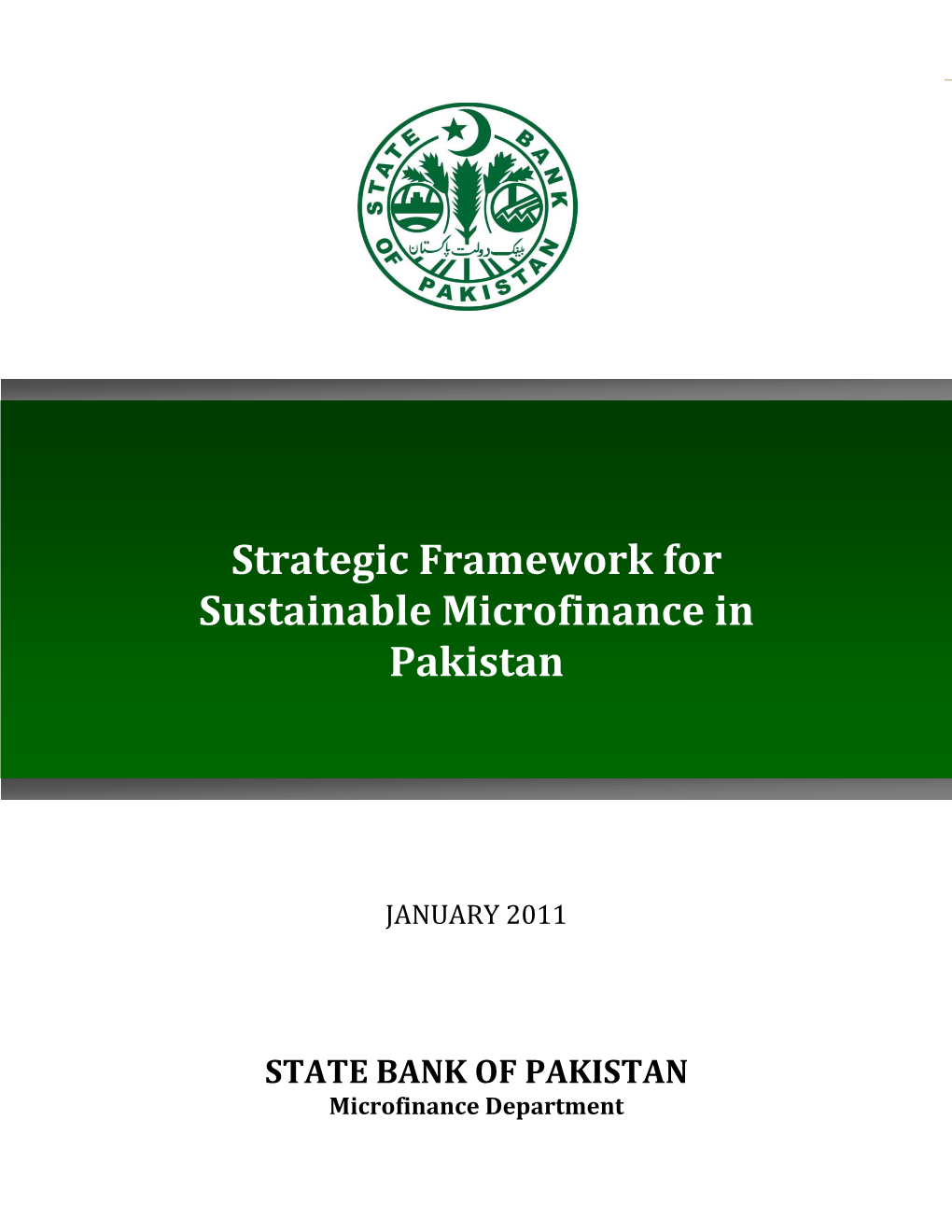 Strategic Framework for Sustainable Microfinance in Pakistan