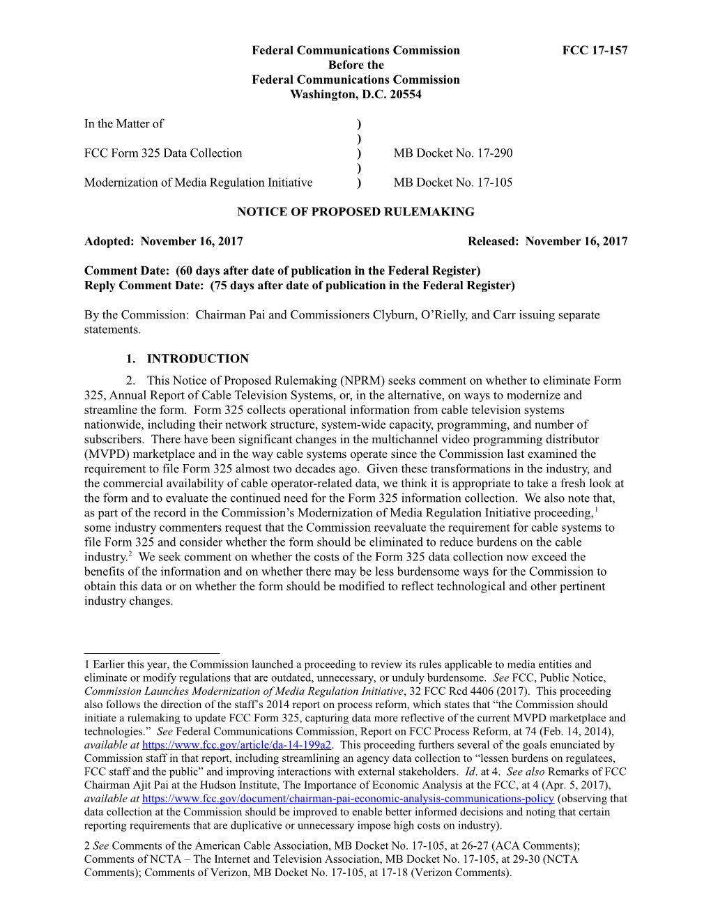 Federal Communications Commission FCC 17-157