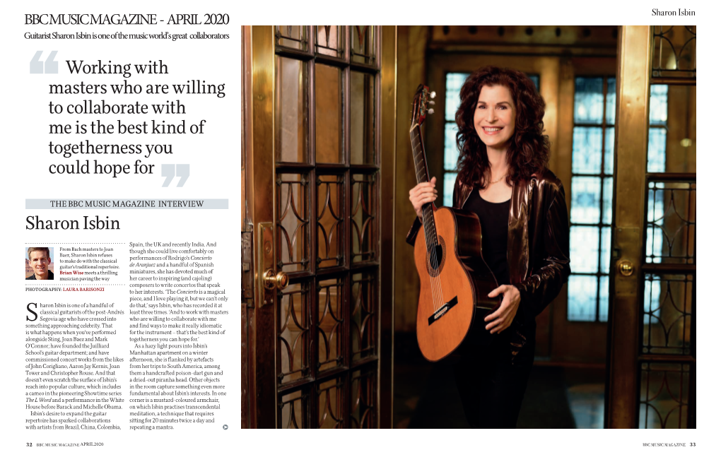 THE BBC MUSIC MAGAZINE INTERVIEW Sharon Isbin ’’ Spain, the UK and Recently India