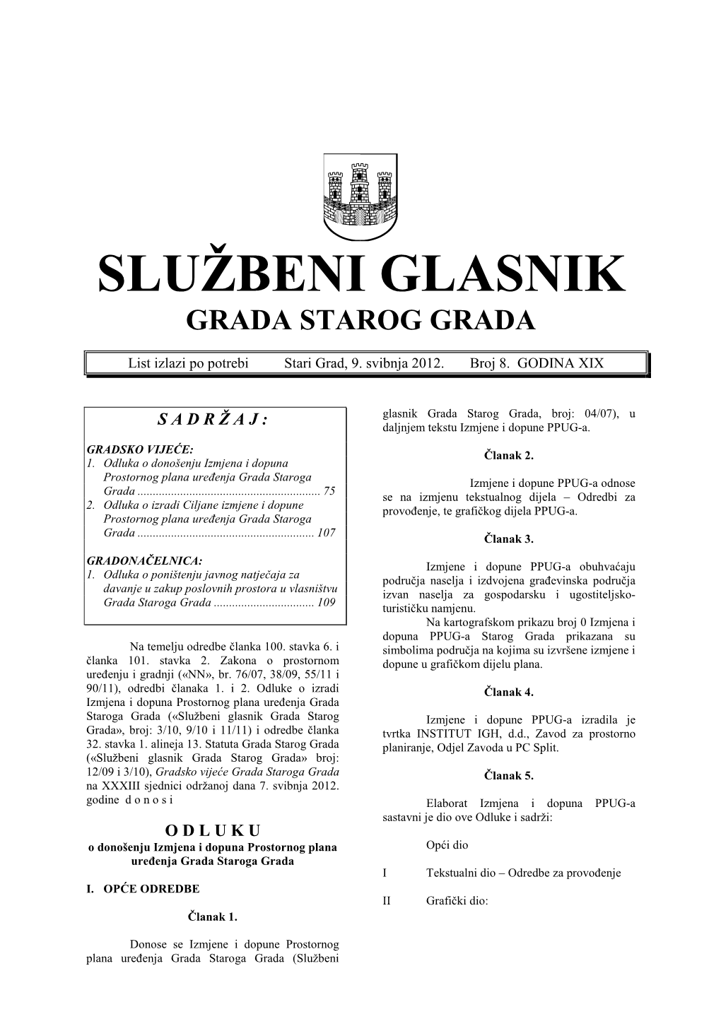 Službeni Glasnik Grada Starog Grada