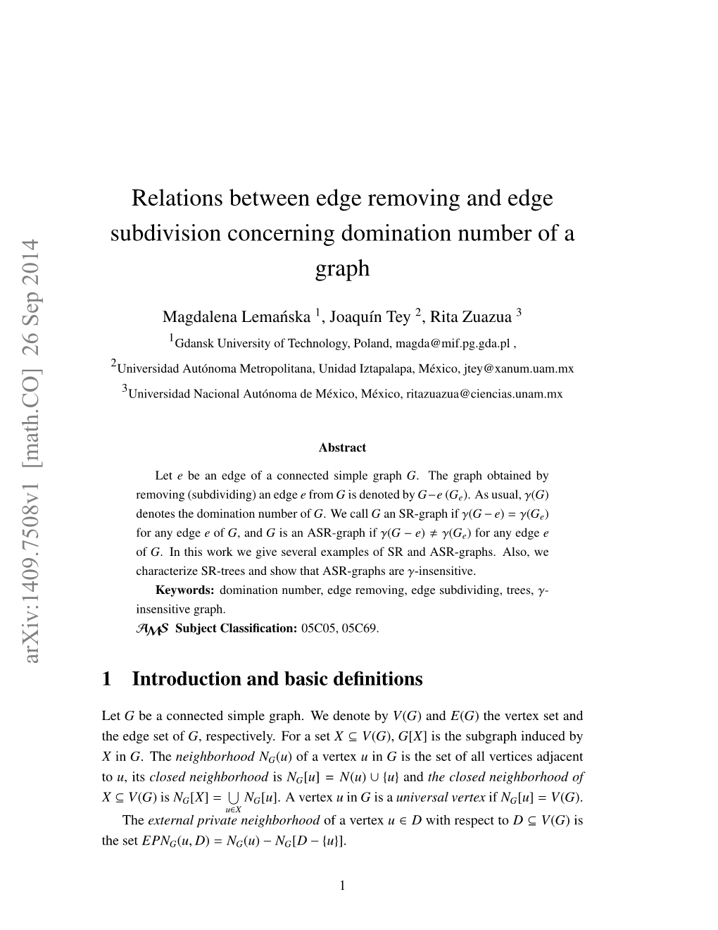 Relations Between Edge Removing and Edge Subdivision Concerning Domination Number of a Graph