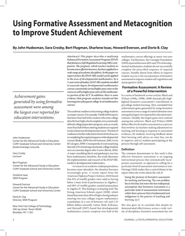 Using Formative Assessment and Metacognition to Improve Student Achievement