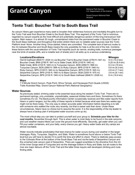 Tonto Trail: Boucher to South Bass