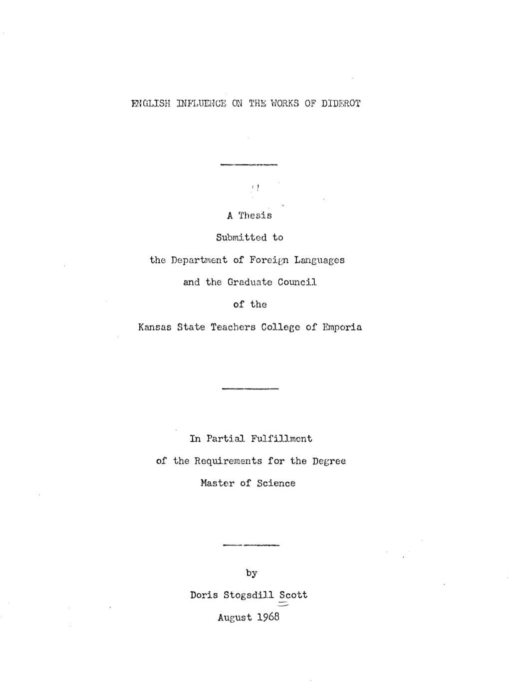 A Thesis Submitted to the Department of Fore:I.En Languages and The