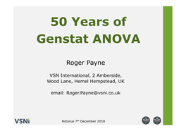 50 Years of Genstat ANOVA