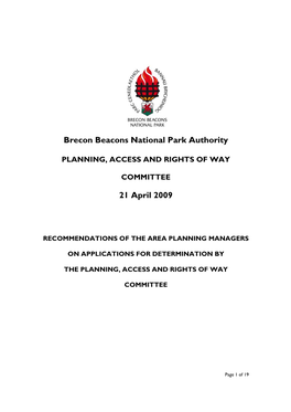 Brecon Beacons National Park Authority 21 April 2009