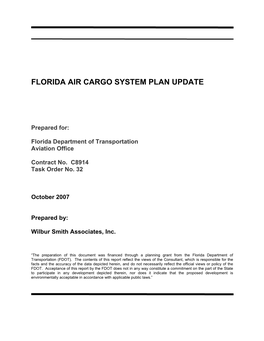 2007 Florida Air Cargo System Plan Update
